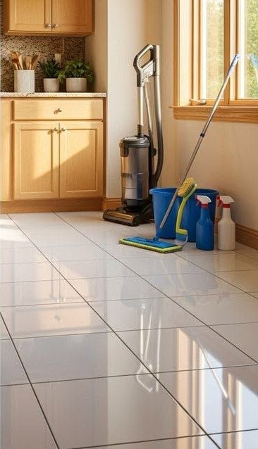 Kitchen floor reset after Bright Path cleaning