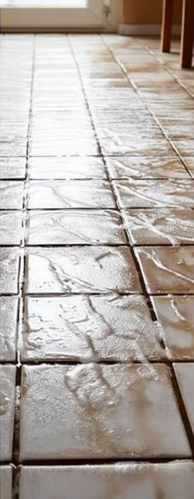 Tile floor cleaning before Bright Path cleaning